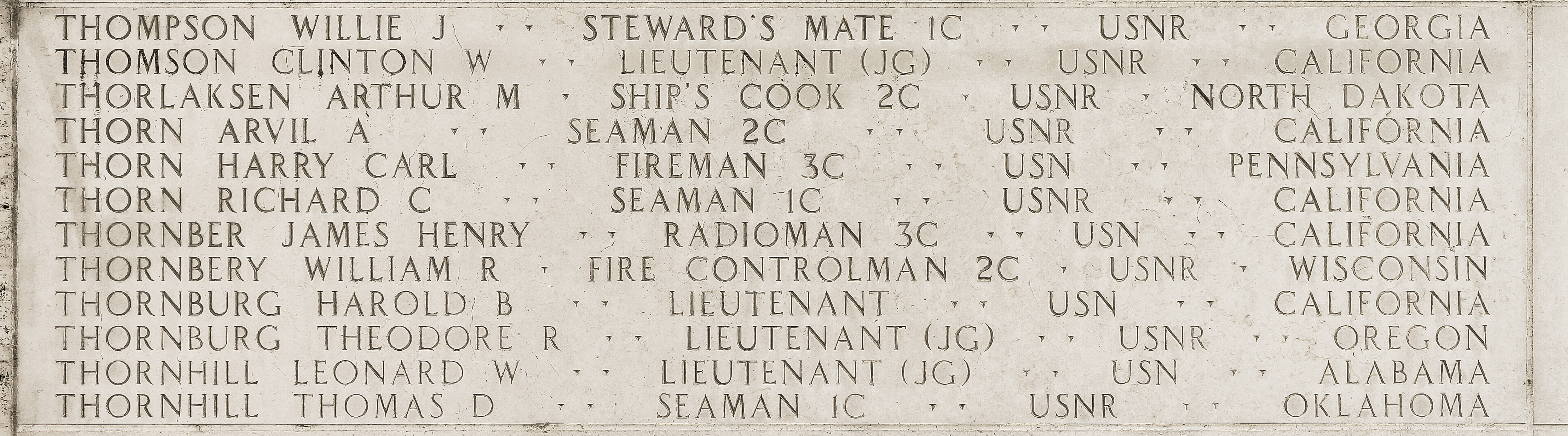 William R. Thornbery, Fire Controlman Second Class